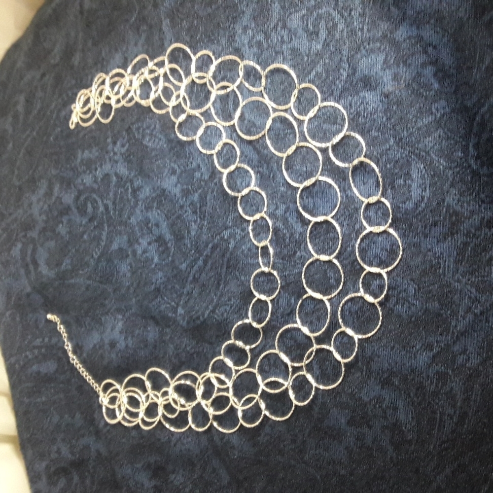 Silver Color Chain Link Neclace Staggered Three Layers New Trendy